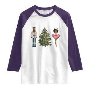 Funny Black Ballerina Nutcracker African American Christmas Raglan Shirt TS11 White Purple Print Your Wear