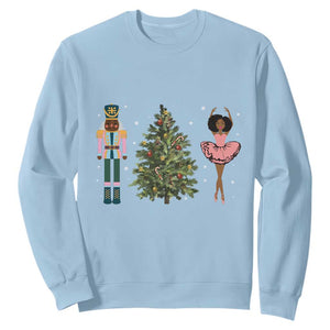 Funny Black Ballerina Nutcracker African American Christmas Sweatshirt TS11 Light Blue Print Your Wear
