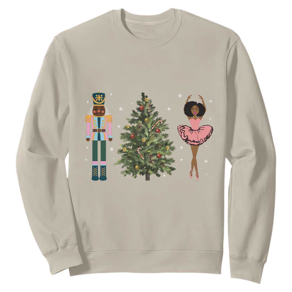 Funny Black Ballerina Nutcracker African American Christmas Sweatshirt TS11 Sand Print Your Wear
