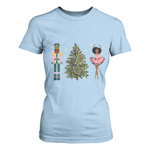 Funny Black Ballerina Nutcracker African American Christmas T Shirt For Women TS11 Light Blue Print Your Wear