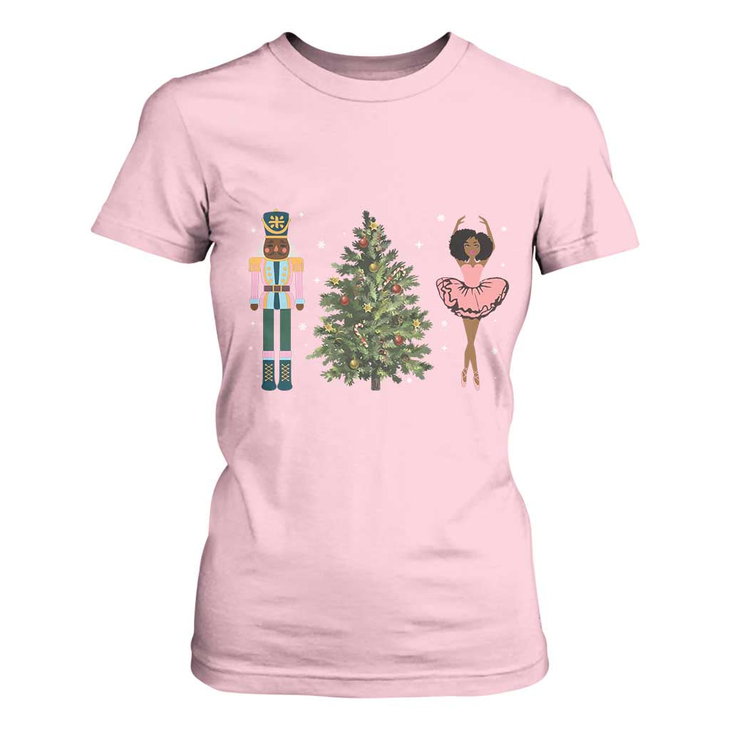 Funny Black Ballerina Nutcracker African American Christmas T Shirt For Women TS11 Light Pink Print Your Wear