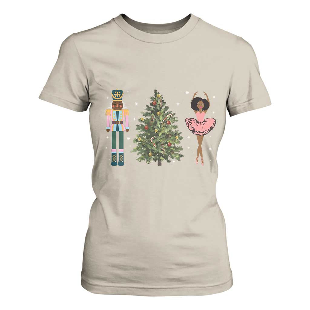 Funny Black Ballerina Nutcracker African American Christmas T Shirt For Women TS11 Sand Print Your Wear