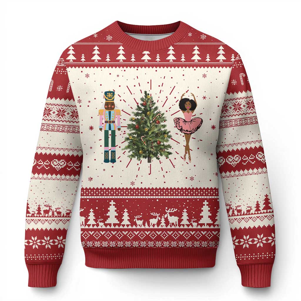 Funny Black Ballerina Nutcracker African American Christmas Ugly Christmas Sweater TS11 Red Print Your Wear