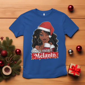 African American Christmas T Shirt Santa's Favorite Melanin Santa Girl TS11 Royal Blue Print Your Wear