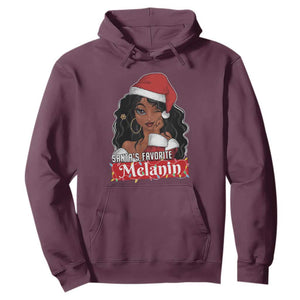 African American Christmas Hoodie Santa's Favorite Melanin Santa Girl TS11 Maroon Print Your Wear