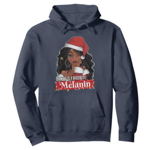 African American Christmas Hoodie Santa's Favorite Melanin Santa Girl TS11 Navy Print Your Wear