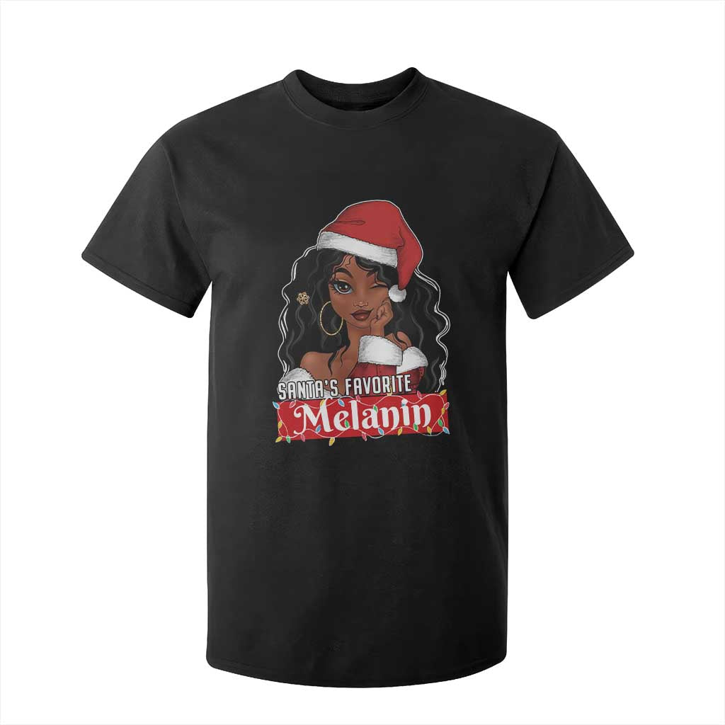 African American Christmas T Shirt For Kid Santa's Favorite Melanin Santa Girl TS11 Black Print Your Wear