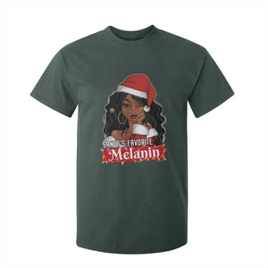 African American Christmas T Shirt For Kid Santa's Favorite Melanin Santa Girl TS11 Dark Forest Green Print Your Wear