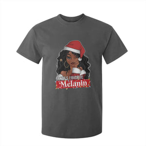 African American Christmas T Shirt For Kid Santa's Favorite Melanin Santa Girl TS11 Dark Heather Print Your Wear