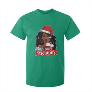 African American Christmas T Shirt For Kid Santa's Favorite Melanin Santa Girl TS11 Irish Green Print Your Wear