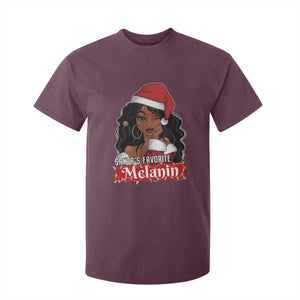 African American Christmas T Shirt For Kid Santa's Favorite Melanin Santa Girl TS11 Maroon Print Your Wear