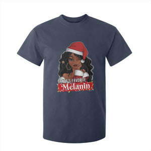 African American Christmas T Shirt For Kid Santa's Favorite Melanin Santa Girl TS11 Navy Print Your Wear