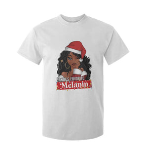 African American Christmas T Shirt For Kid Santa's Favorite Melanin Santa Girl TS11 White Print Your Wear