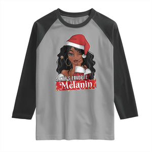 African American Christmas Raglan Shirt Santa's Favorite Melanin Santa Girl TS11 Sport Gray Black Print Your Wear
