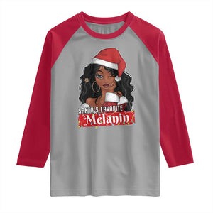 African American Christmas Raglan Shirt Santa's Favorite Melanin Santa Girl TS11 Sport Gray Red Print Your Wear