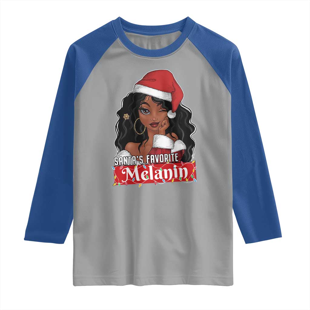 African American Christmas Raglan Shirt Santa's Favorite Melanin Santa Girl TS11 Sport Gray Royal Print Your Wear