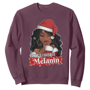 African American Christmas Sweatshirt Santa's Favorite Melanin Santa Girl TS11 Maroon Print Your Wear