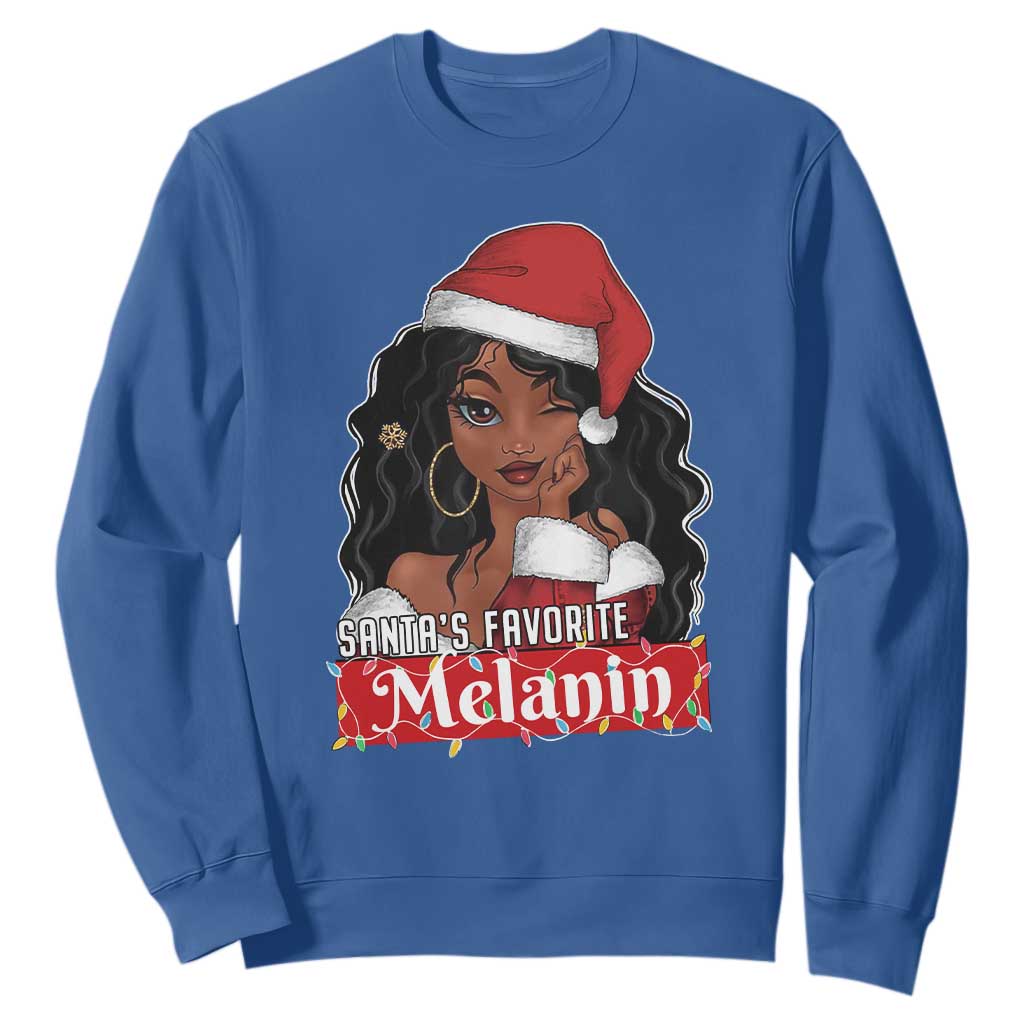 African American Christmas Sweatshirt Santa's Favorite Melanin Santa Girl TS11 Royal Blue Print Your Wear