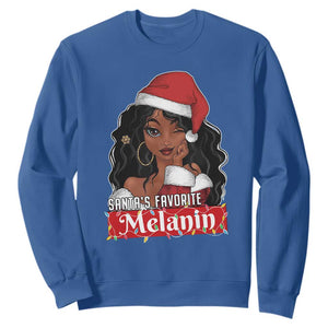 African American Christmas Sweatshirt Santa's Favorite Melanin Santa Girl TS11 Royal Blue Print Your Wear