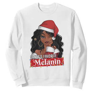 African American Christmas Sweatshirt Santa's Favorite Melanin Santa Girl TS11 White Print Your Wear