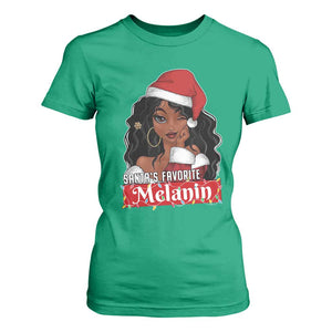 African American Christmas T Shirt For Women Santa's Favorite Melanin Santa Girl TS11 Irish Green Print Your Wear