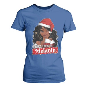 African American Christmas T Shirt For Women Santa's Favorite Melanin Santa Girl TS11 Royal Blue Print Your Wear