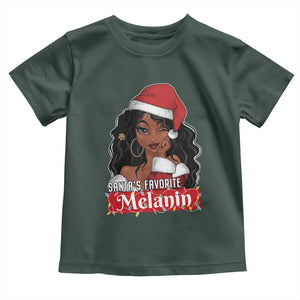 African American Christmas Toddler T Shirt Santa's Favorite Melanin Santa Girl TS11 Dark Forest Green Print Your Wear