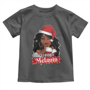 African American Christmas Toddler T Shirt Santa's Favorite Melanin Santa Girl TS11 Dark Heather Print Your Wear