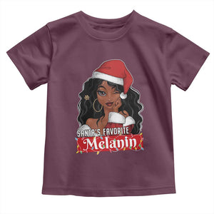 African American Christmas Toddler T Shirt Santa's Favorite Melanin Santa Girl TS11 Maroon Print Your Wear