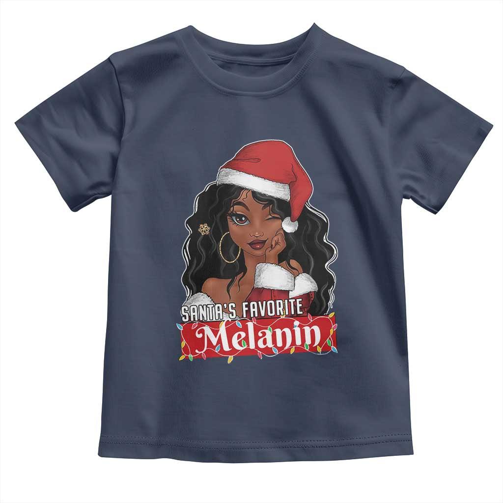 African American Christmas Toddler T Shirt Santa's Favorite Melanin Santa Girl TS11 Navy Print Your Wear