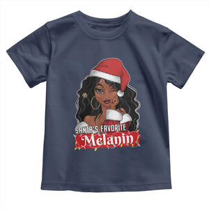 African American Christmas Toddler T Shirt Santa's Favorite Melanin Santa Girl TS11 Navy Print Your Wear