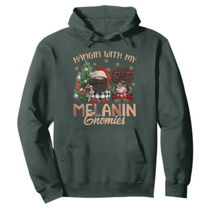 Funny African American Christmas Hoodie Hangin With My Melanin Gnomies Afro Gnomes TS11 Dark Forest Green Print Your Wear