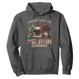 Funny African American Christmas Hoodie Hangin With My Melanin Gnomies Afro Gnomes TS11 Dark Heather Print Your Wear