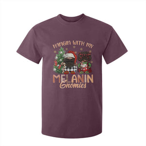 Funny African American Christmas T Shirt For Kid Hangin With My Melanin Gnomies Afro Gnomes TS11 Maroon Print Your Wear