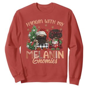 Funny African American Christmas Sweatshirt Hangin With My Melanin Gnomies Afro Gnomes TS11 Red Print Your Wear
