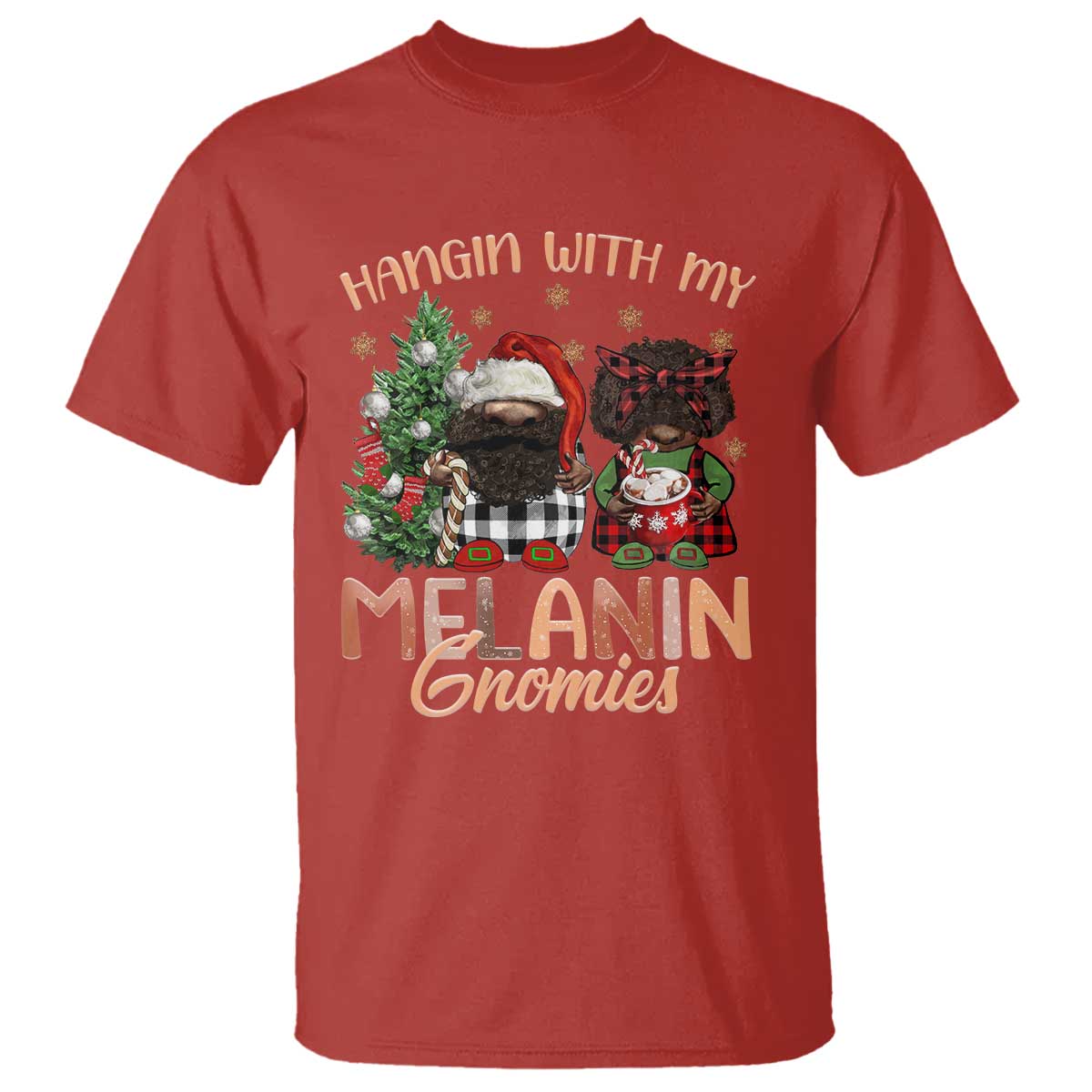 Funny African American Christmas T Shirt Hangin With My Melanin Gnomies Afro Gnomes TS11 Red Print Your Wear