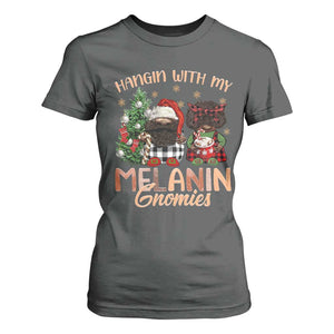 Funny African American Christmas T Shirt For Women Hangin With My Melanin Gnomies Afro Gnomes TS11 Dark Heather Print Your Wear