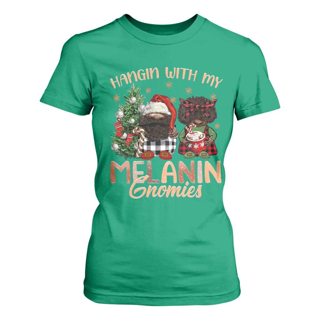 Funny African American Christmas T Shirt For Women Hangin With My Melanin Gnomies Afro Gnomes TS11 Irish Green Print Your Wear