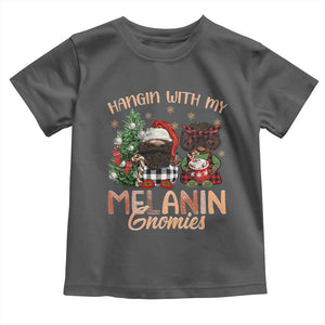 Funny African American Christmas Toddler T Shirt Hangin With My Melanin Gnomies Afro Gnomes TS11 Dark Heather Print Your Wear