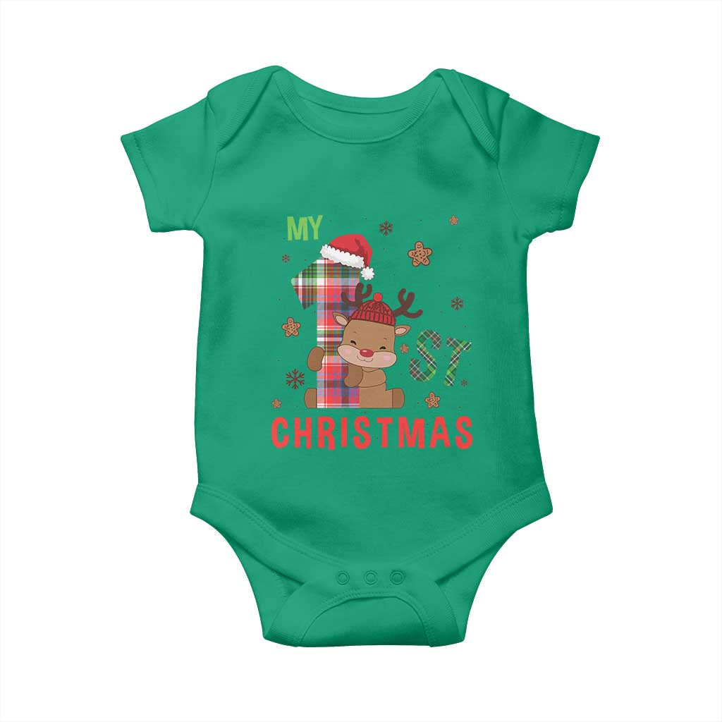 My First Christmas Cute Reindeer Santa Hat Baby Onesie TS11 Irish Green Print Your Wear