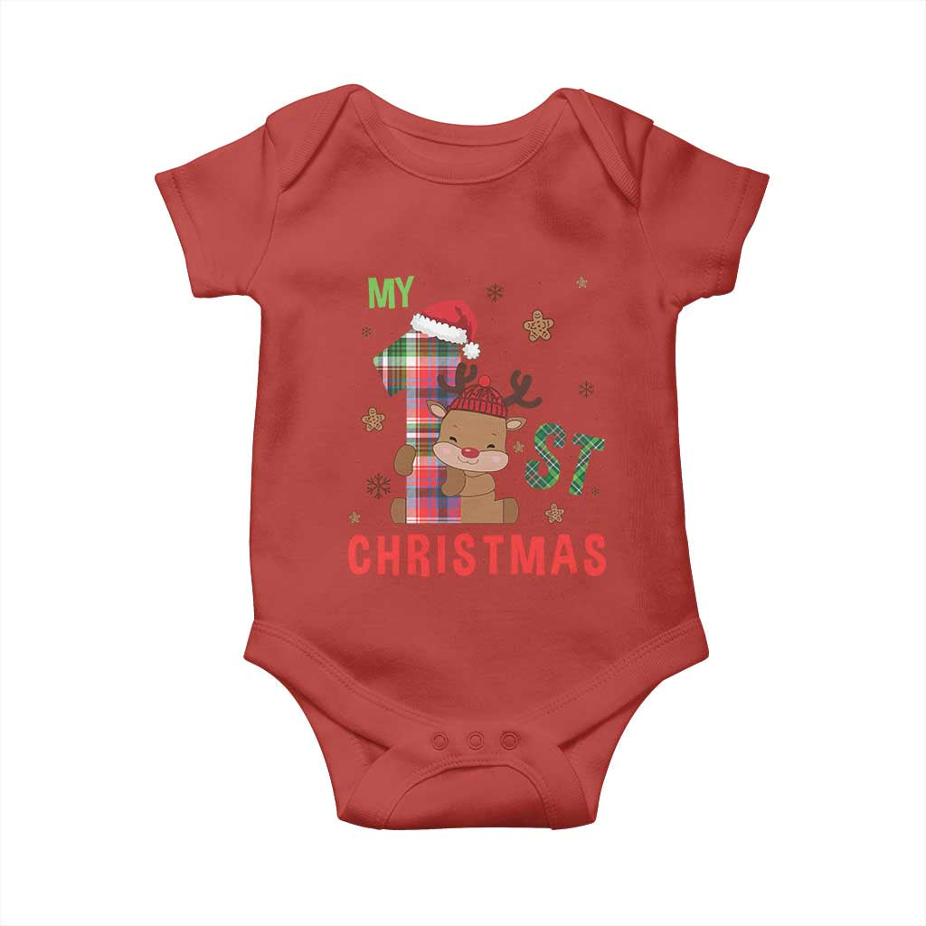 My First Christmas Cute Reindeer Santa Hat Baby Onesie TS11 Red Print Your Wear