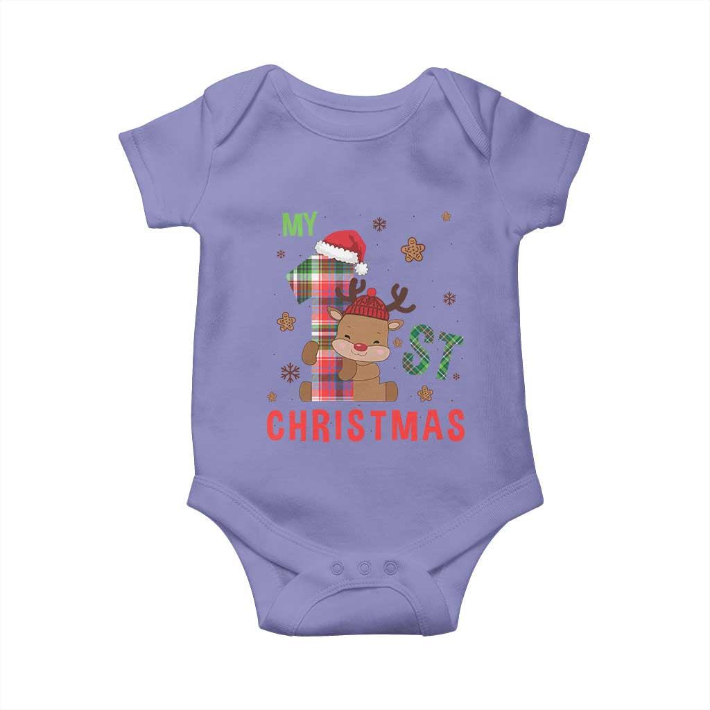 My First Christmas Cute Reindeer Santa Hat Baby Onesie TS11 Violet Print Your Wear