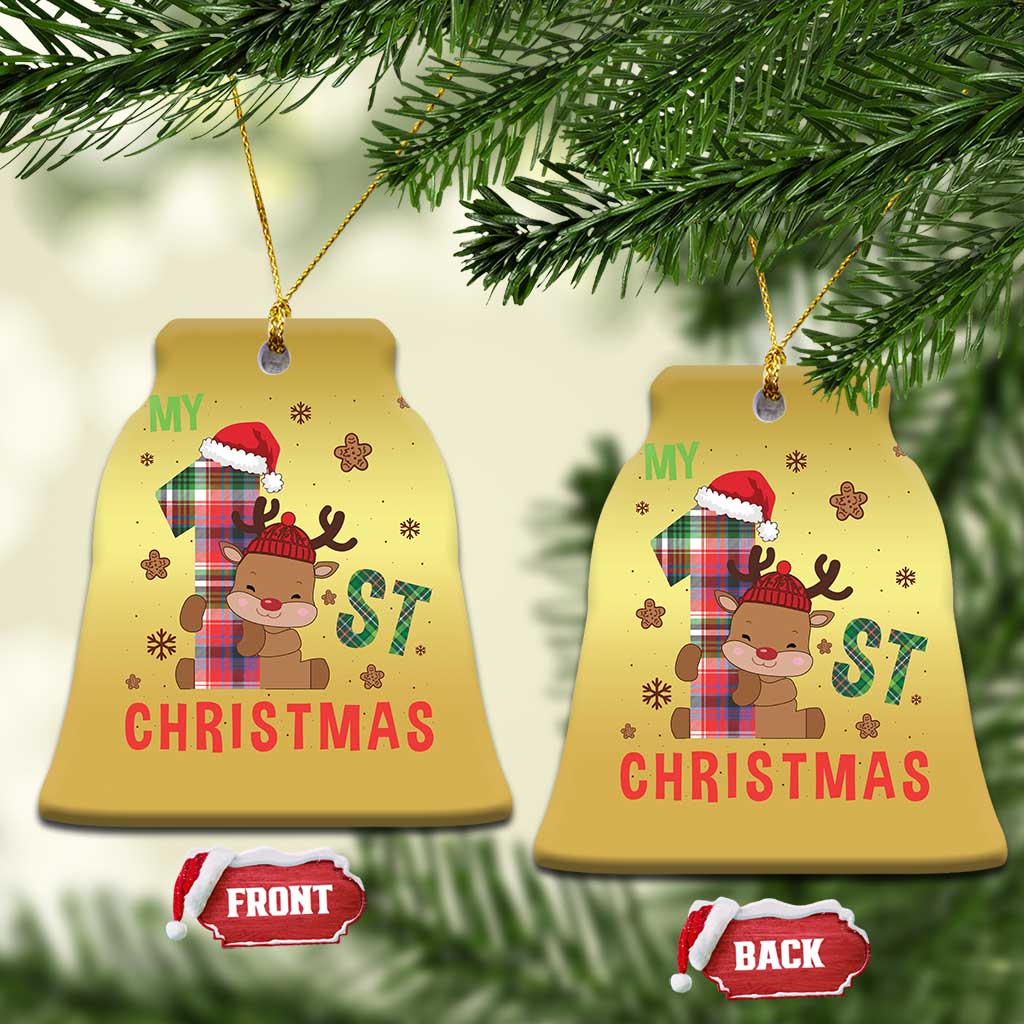 My First Xmas Cute Reindeer Santa Hat Christmas Ornament TS11 Bell Flake Gold Print Your Wear