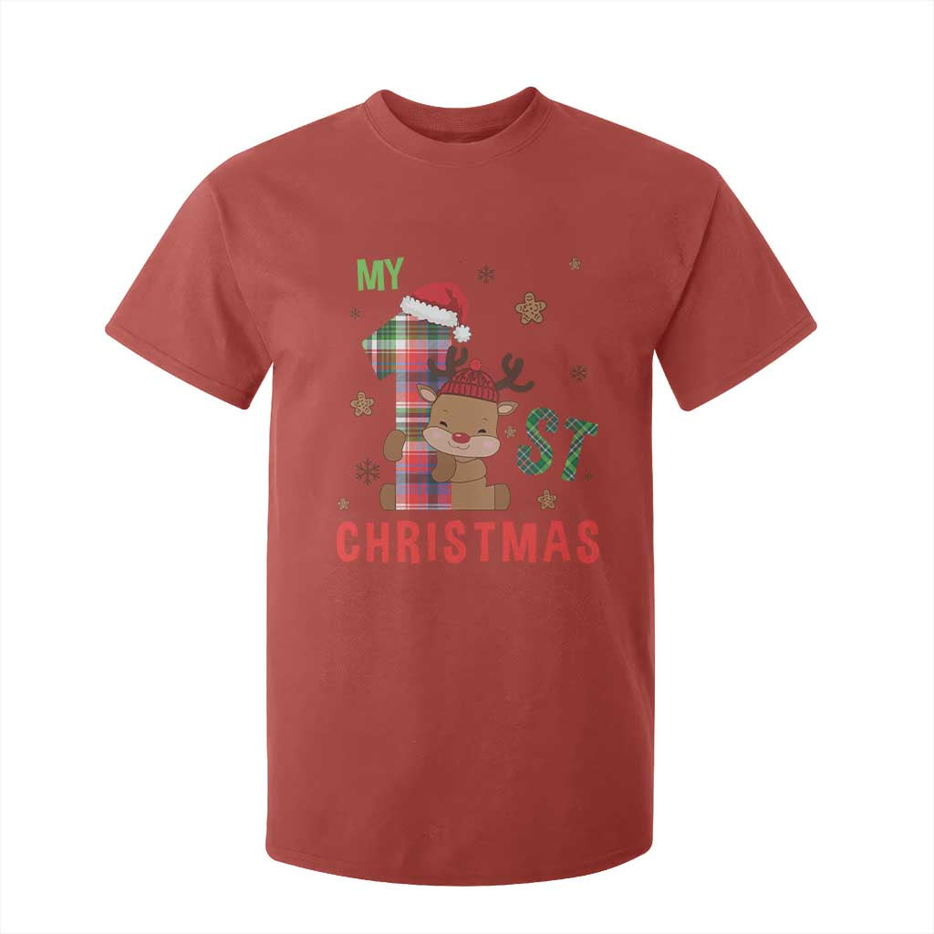 My First Christmas Cute Reindeer Santa Hat T Shirt For Kid TS11 Red Print Your Wear