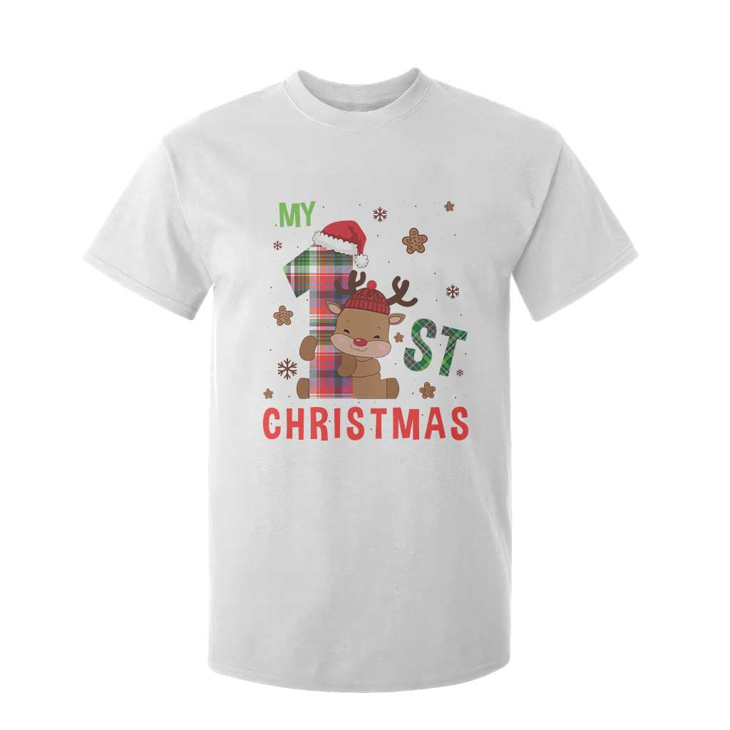 My First Christmas Cute Reindeer Santa Hat T Shirt For Kid TS11 White Print Your Wear