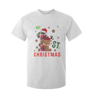My First Christmas Cute Reindeer Santa Hat T Shirt For Kid TS11 White Print Your Wear