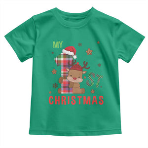 My First Christmas Cute Reindeer Santa Hat Toddler T Shirt TS11 Irish Green Print Your Wear