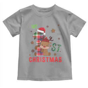 My First Christmas Cute Reindeer Santa Hat Toddler T Shirt TS11 Sport Gray Print Your Wear