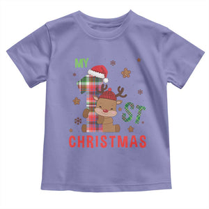 My First Christmas Cute Reindeer Santa Hat Toddler T Shirt TS11 Violet Print Your Wear