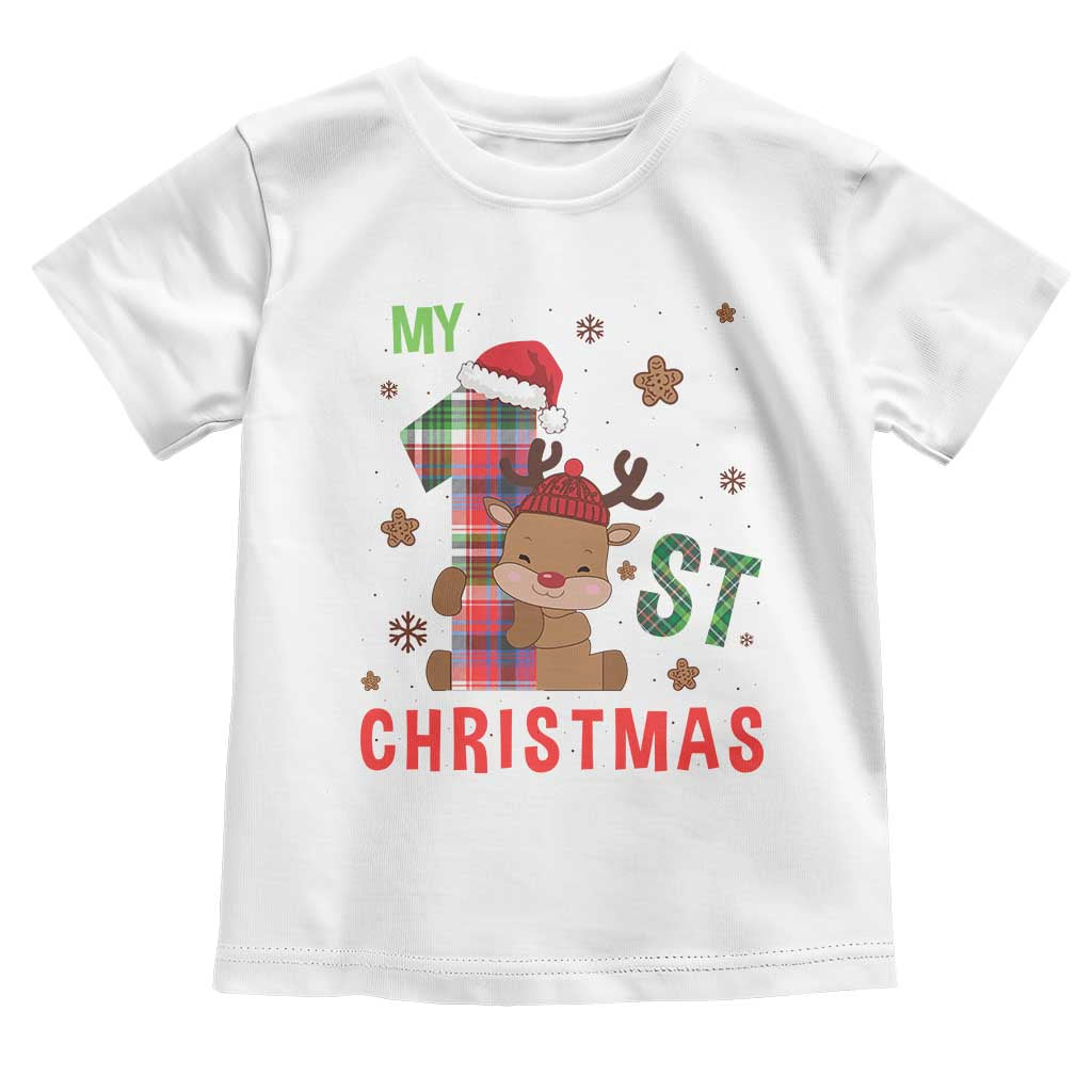 My First Christmas Cute Reindeer Santa Hat Toddler T Shirt TS11 White Print Your Wear